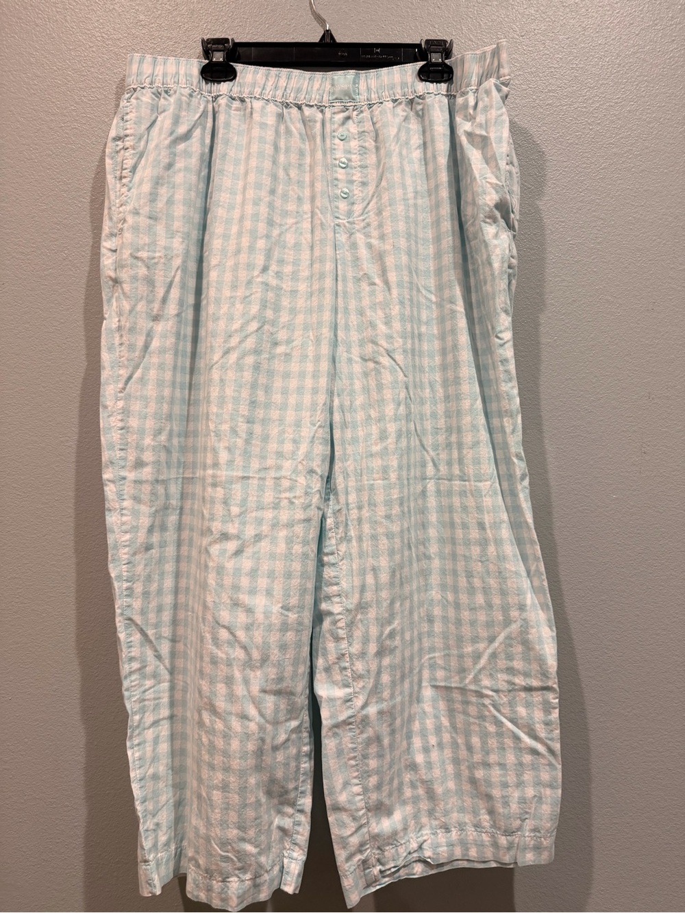 Women's Light Blue & White Gingham Pajama Bottoms
